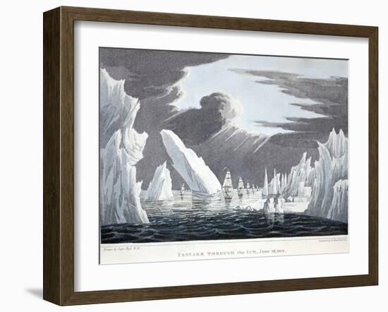Passage Through the Ice, 16th June 1818, Illustration from 'A Voyage of Discovery...', 1819-John Ross-Framed Giclee Print