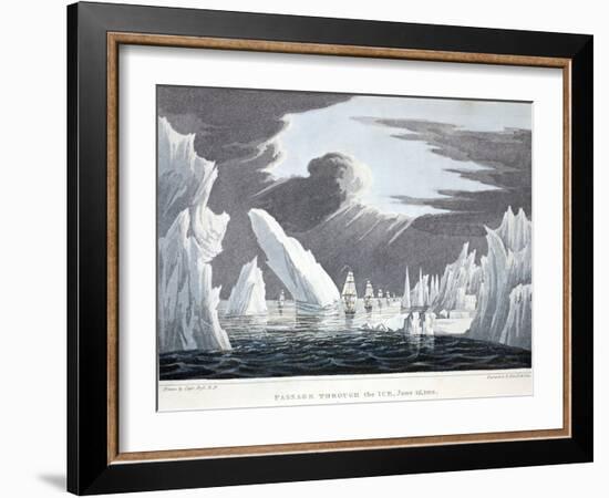 Passage Through the Ice, 16th June 1818, Illustration from 'A Voyage of Discovery...', 1819-John Ross-Framed Giclee Print