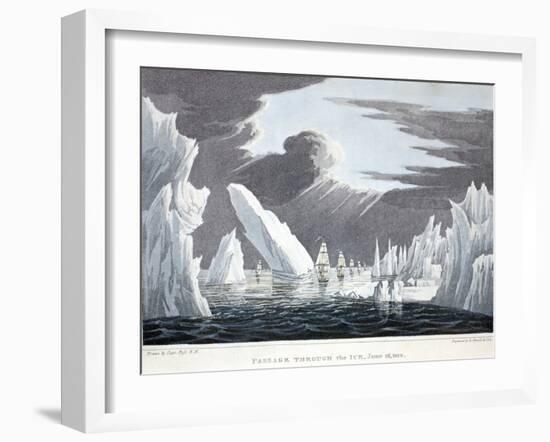 Passage Through the Ice, 16th June 1818, Illustration from 'A Voyage of Discovery...', 1819-John Ross-Framed Giclee Print