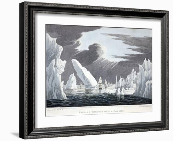 Passage Through the Ice, 16th June 1818, Illustration from 'A Voyage of Discovery...', 1819-John Ross-Framed Giclee Print