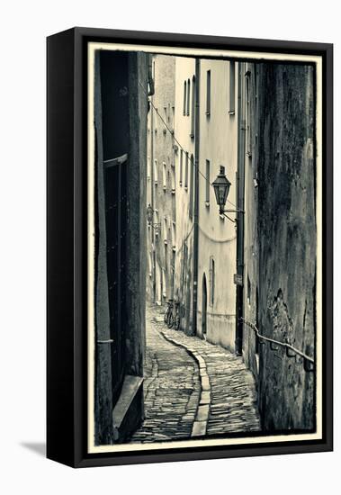 Passau, Germany, Narrow Alleyway of Historic Village, Vintage Look-Sheila Haddad-Framed Premier Image Canvas