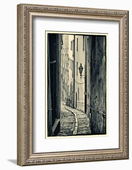 Passau, Germany, Narrow Alleyway of Historic Village, Vintage Look-Sheila Haddad-Framed Photographic Print