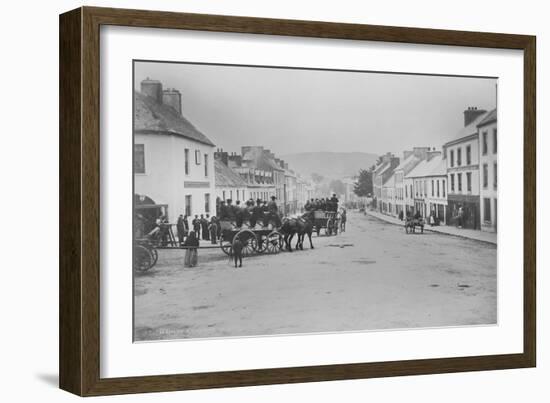 Passenger Carts in the Main Street of Kenmare, Ireland, 1890s-Robert French-Framed Giclee Print