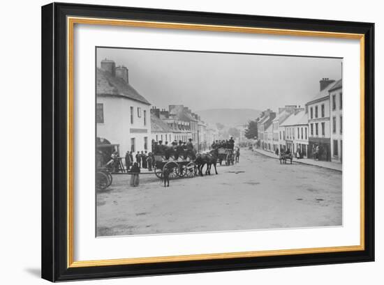 Passenger Carts in the Main Street of Kenmare, Ireland, 1890s-Robert French-Framed Giclee Print