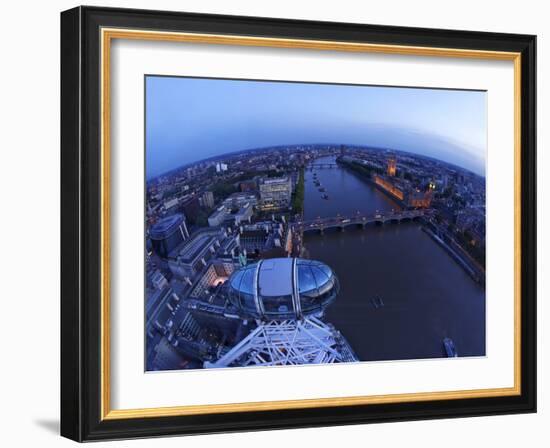 Passenger Pod Capsule, Houses of Parliament, Big Ben, River Thames from London Eye, London, England-Peter Barritt-Framed Photographic Print