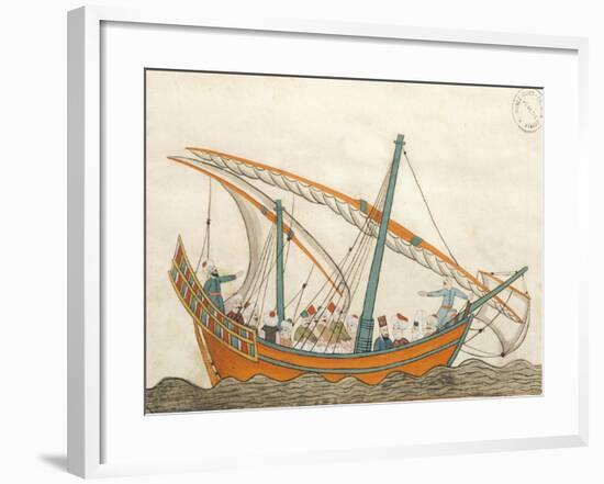 Passenger Ship, Miniature from Turkish Memories, Arabic Manuscript, Cicogna Codex, Turkey-null-Framed Giclee Print