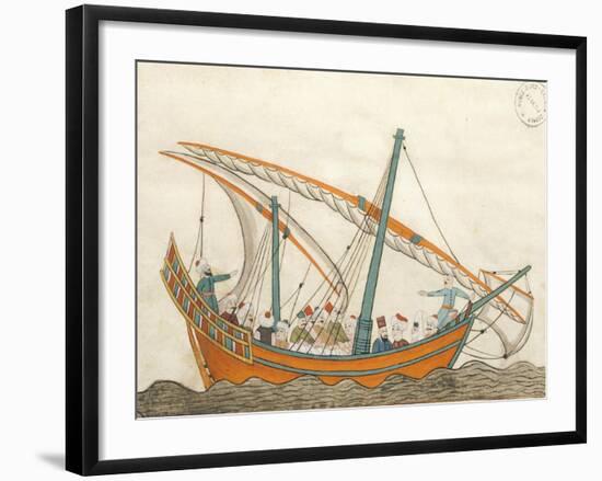 Passenger Ship, Miniature from Turkish Memories, Arabic Manuscript, Cicogna Codex, Turkey-null-Framed Giclee Print