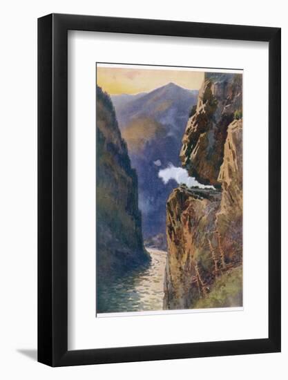 Passenger Train of the Canadian Pacific Railway Passes Through the Grand Canyon of the Fraser River-E.p. Kinsella-Framed Photographic Print