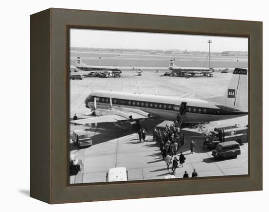 Passengers Boarding a Bea Vanguard Aeroplane Straight from the Runway-null-Framed Premier Image Canvas