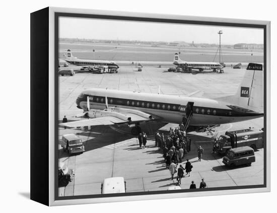 Passengers Boarding a Bea Vanguard Aeroplane Straight from the Runway-null-Framed Premier Image Canvas