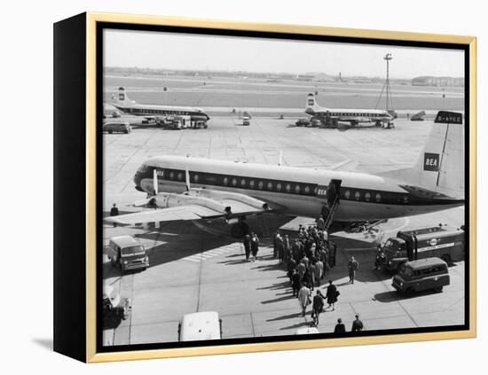 Passengers Boarding a Bea Vanguard Aeroplane Straight from the Runway-null-Framed Premier Image Canvas