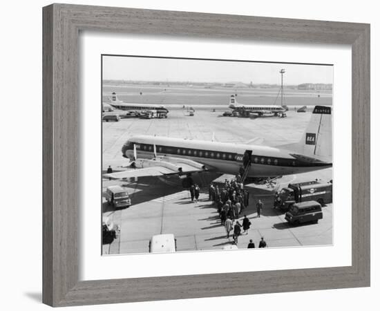 Passengers Boarding a Bea Vanguard Aeroplane Straight from the Runway-null-Framed Photographic Print