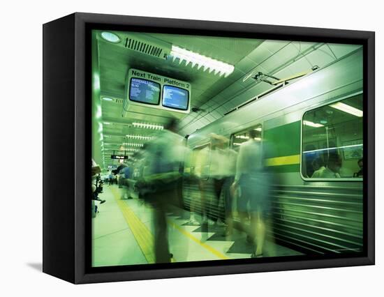 Passengers Boarding Train at Parliament Station in the City of Melbourne, Victoria, Australia-Richard Nebesky-Framed Premier Image Canvas