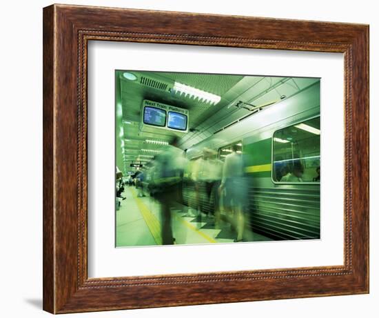 Passengers Boarding Train at Parliament Station in the City of Melbourne, Victoria, Australia-Richard Nebesky-Framed Photographic Print