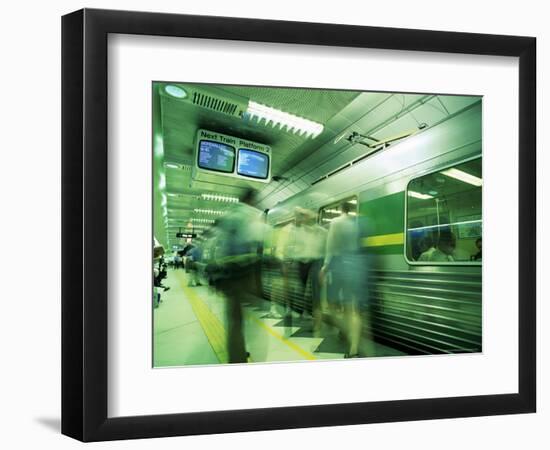 Passengers Boarding Train at Parliament Station in the City of Melbourne, Victoria, Australia-Richard Nebesky-Framed Photographic Print