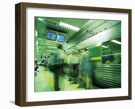 Passengers Boarding Train at Parliament Station in the City of Melbourne, Victoria, Australia-Richard Nebesky-Framed Photographic Print