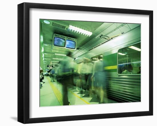 Passengers Boarding Train at Parliament Station in the City of Melbourne, Victoria, Australia-Richard Nebesky-Framed Photographic Print