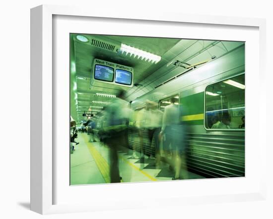 Passengers Boarding Train at Parliament Station in the City of Melbourne, Victoria, Australia-Richard Nebesky-Framed Photographic Print