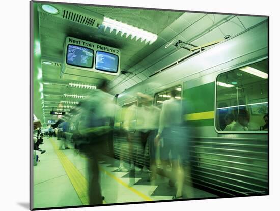 Passengers Boarding Train at Parliament Station in the City of Melbourne, Victoria, Australia-Richard Nebesky-Mounted Photographic Print