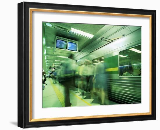 Passengers Boarding Train at Parliament Station in the City of Melbourne, Victoria, Australia-Richard Nebesky-Framed Photographic Print