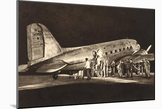 Passengers Boardng American Airlines-null-Mounted Art Print