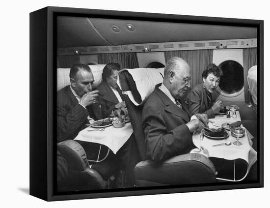 Passengers Eating Main Course of Presidential Special Steak Dinner-Peter Stackpole-Framed Premier Image Canvas