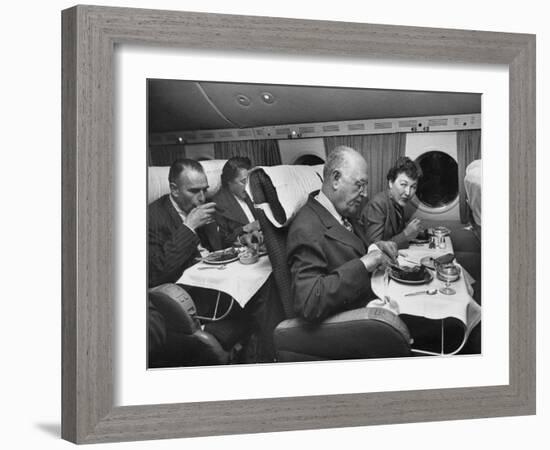 Passengers Eating Main Course of Presidential Special Steak Dinner-Peter Stackpole-Framed Photographic Print