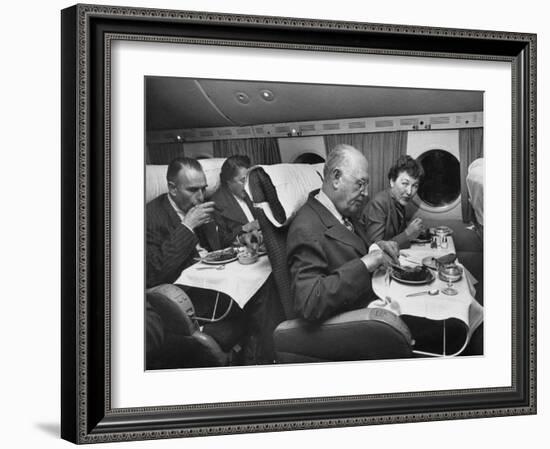 Passengers Eating Main Course of Presidential Special Steak Dinner-Peter Stackpole-Framed Photographic Print