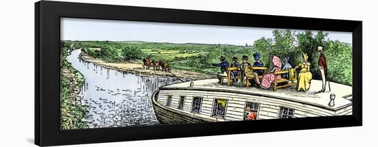 Passengers Enjoying a Cruise on the Erie Canal, 1820s-null-Framed Giclee Print