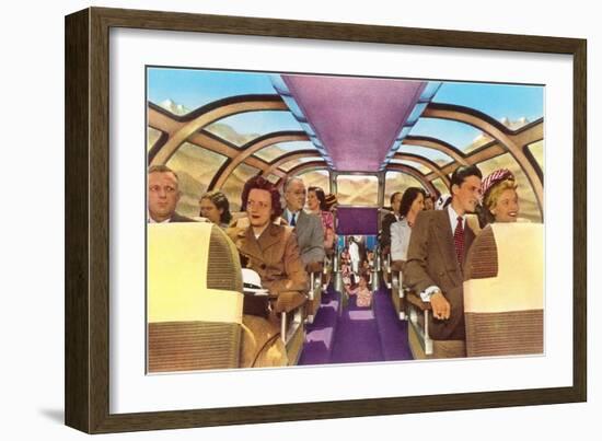 Passengers in Train's Viewing Compartment-null-Framed Art Print