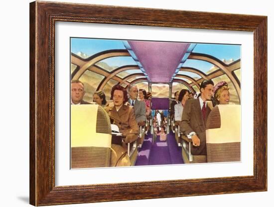 Passengers in Train's Viewing Compartment-null-Framed Art Print
