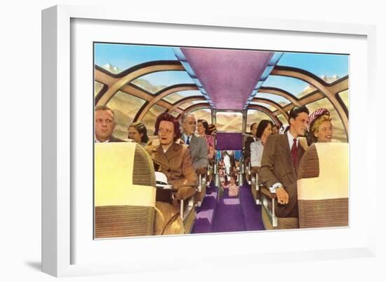 Passengers in Train's Viewing Compartment-null-Framed Art Print
