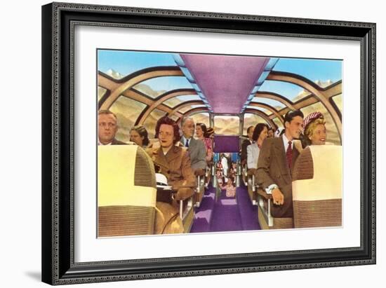 Passengers in Train's Viewing Compartment-null-Framed Art Print