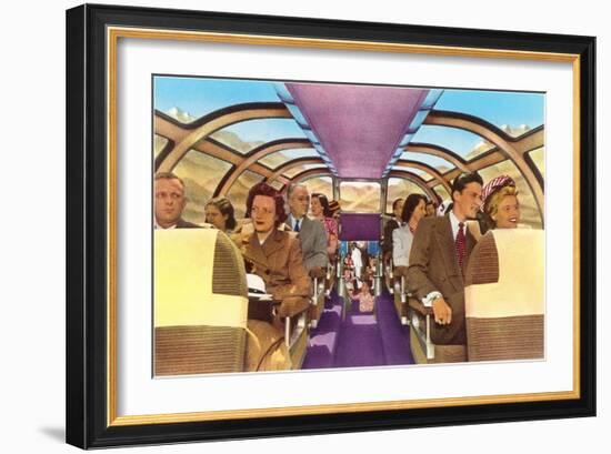 Passengers in Train's Viewing Compartment-null-Framed Art Print