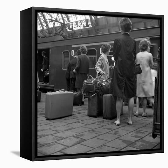 Passengers on a Platform at Centraal Station, Amsterdam, Netherlands, 1963-Michael Walters-Framed Stretched Canvas