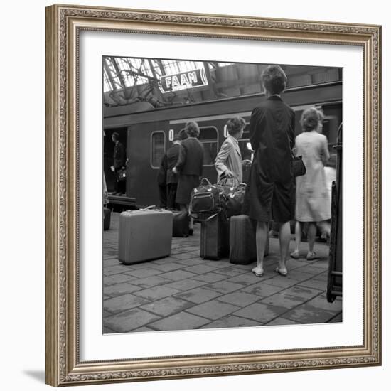 Passengers on a Platform at Centraal Station, Amsterdam, Netherlands, 1963-Michael Walters-Framed Photographic Print