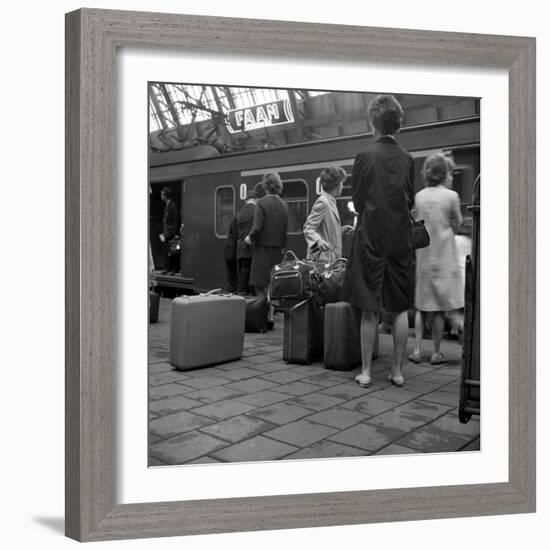 Passengers on a Platform at Centraal Station, Amsterdam, Netherlands, 1963-Michael Walters-Framed Photographic Print