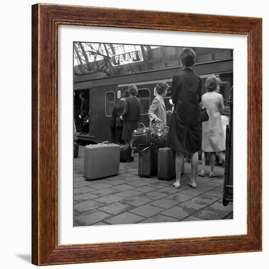 Passengers on a Platform at Centraal Station, Amsterdam, Netherlands, 1963-Michael Walters-Framed Photographic Print