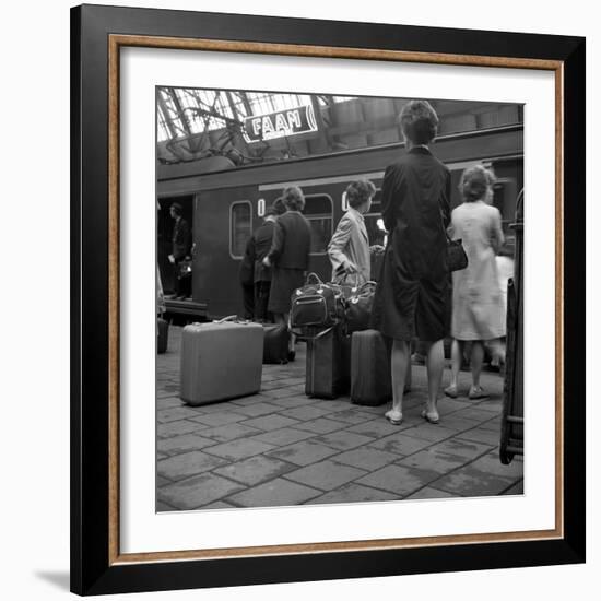 Passengers on a Platform at Centraal Station, Amsterdam, Netherlands, 1963-Michael Walters-Framed Photographic Print