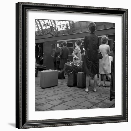 Passengers on a Platform at Centraal Station, Amsterdam, Netherlands, 1963-Michael Walters-Framed Photographic Print