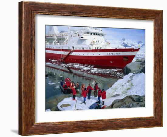 Passengers Take Small Boat to Cruise Ship Anchored Close Inshore,Antarctic Peninsula, Antarctica-Renner Geoff-Framed Photographic Print