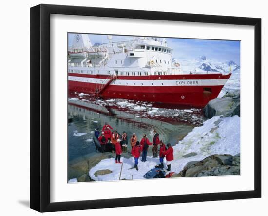 Passengers Take Small Boat to Cruise Ship Anchored Close Inshore,Antarctic Peninsula, Antarctica-Renner Geoff-Framed Photographic Print