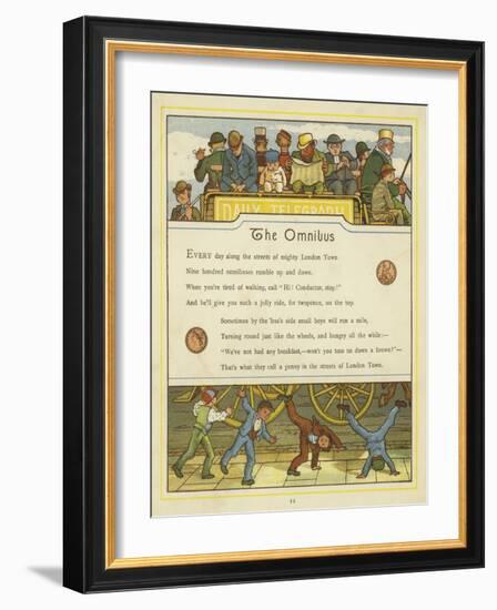 Passengers Travelling on the Omnibus While Children Turn Cartwheels on the Street Below-Thomas Crane-Framed Giclee Print