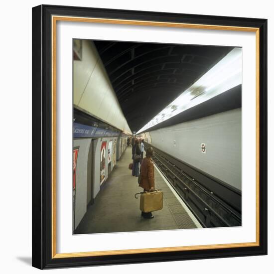 Passengers Waiting at Blackhorse Tube Station on the Victoria Line, London, 1974-Michael Walters-Framed Photographic Print