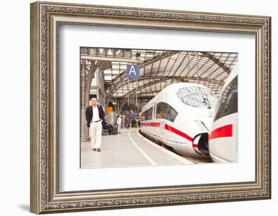 Passengers Waiting to Board a Highspeed Ice Train in Cologne Railway Station-Julian Elliott-Framed Photographic Print