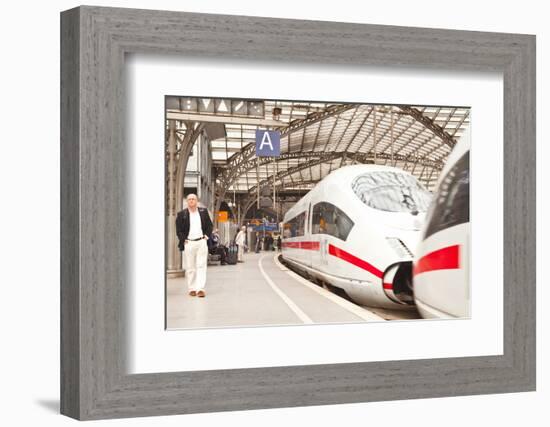 Passengers Waiting to Board a Highspeed Ice Train in Cologne Railway Station-Julian Elliott-Framed Photographic Print