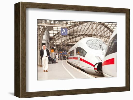 Passengers Waiting to Board a Highspeed Ice Train in Cologne Railway Station-Julian Elliott-Framed Photographic Print