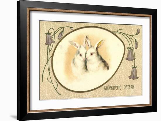 Passepartout Präge Litho Glückliche Ostern, Hasen-null-Framed Giclee Print