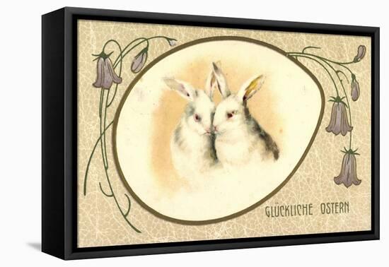 Passepartout Präge Litho Glückliche Ostern, Hasen-null-Framed Premier Image Canvas