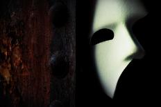 Masquerade - Phantom of the Opera Mask on Rusty Bridge Column-passigatti-Photographic Print